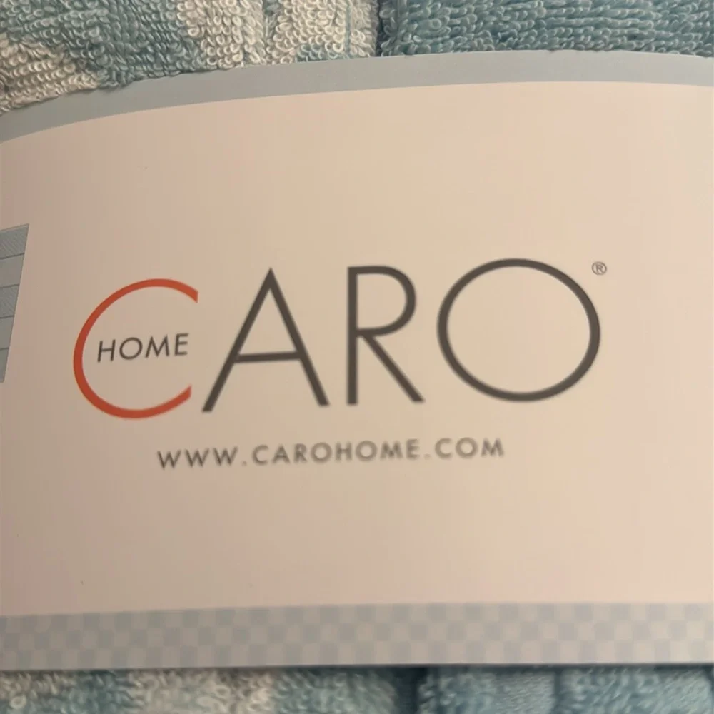 💥6pc CARO HOME 100% Cotton Bath Towel Set With Flowers - Pearl Blue - Blue/White